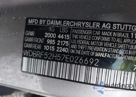 2007 Mercedes-Benz C 230 Sport from USA, damaged, VIN WDBRF52H57E026692